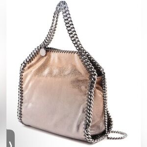 Stella McCartney Shaggy Deer Falabella Ombre Metallic Mini Tote Ruthenium Chain